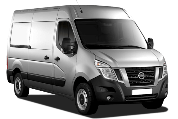 Vue latérale du fourgon NISSAN NV400 - 2010 – modèle utilitaire gris aménageable
